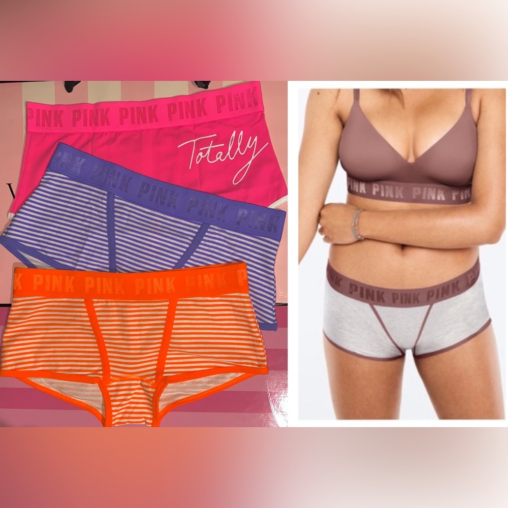 Victoria’s Secret Pink panties bundle PINK boyshort PINK cotton Panties striped